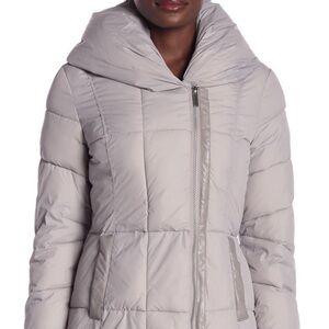 Neutral Light Gray Puffer Coat | Tailored | French Connection